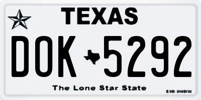 TX license plate DOK5292