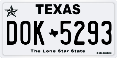 TX license plate DOK5293