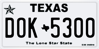 TX license plate DOK5300