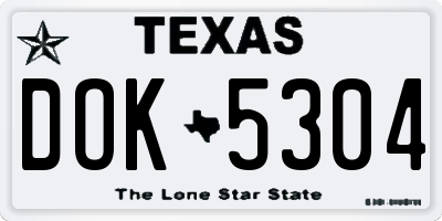 TX license plate DOK5304