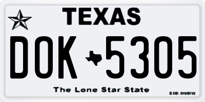 TX license plate DOK5305