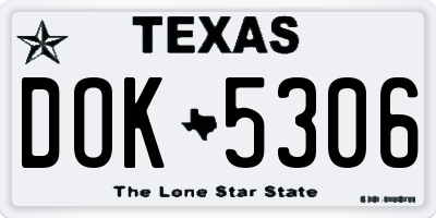 TX license plate DOK5306