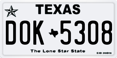 TX license plate DOK5308
