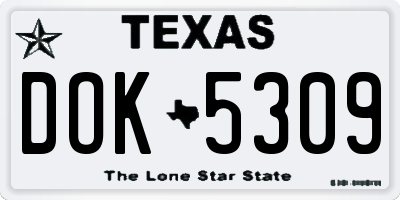 TX license plate DOK5309