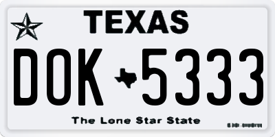 TX license plate DOK5333