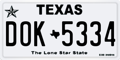 TX license plate DOK5334