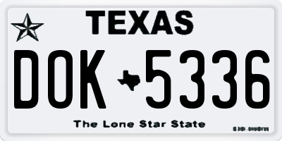 TX license plate DOK5336