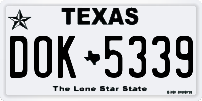 TX license plate DOK5339