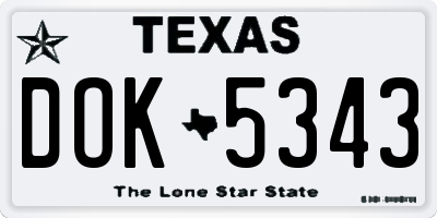 TX license plate DOK5343