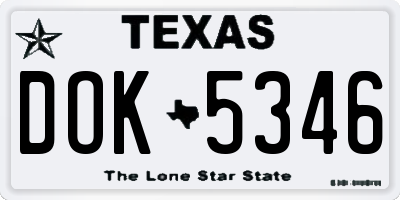 TX license plate DOK5346