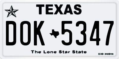 TX license plate DOK5347