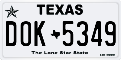 TX license plate DOK5349