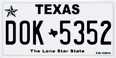 TX license plate DOK5352