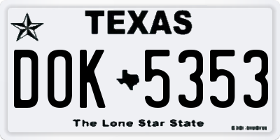 TX license plate DOK5353