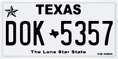 TX license plate DOK5357