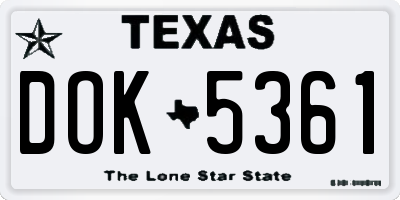 TX license plate DOK5361