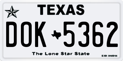 TX license plate DOK5362