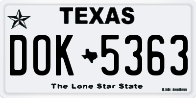 TX license plate DOK5363