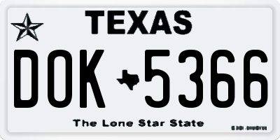 TX license plate DOK5366