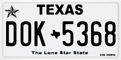 TX license plate DOK5368