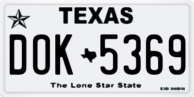 TX license plate DOK5369