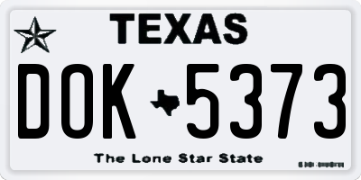 TX license plate DOK5373