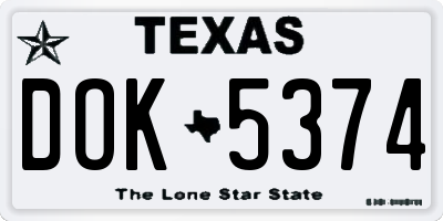 TX license plate DOK5374