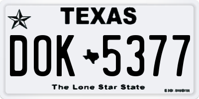 TX license plate DOK5377