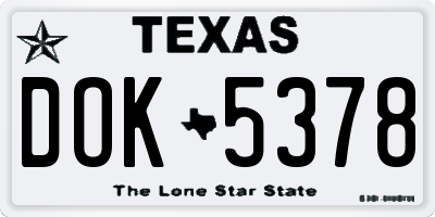 TX license plate DOK5378