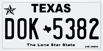 TX license plate DOK5382