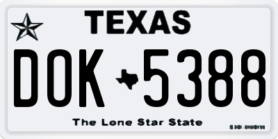 TX license plate DOK5388