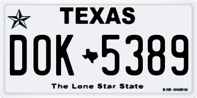 TX license plate DOK5389