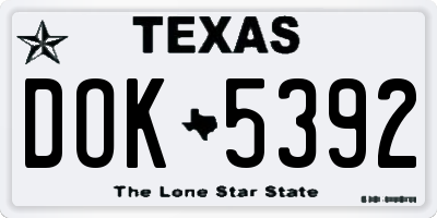 TX license plate DOK5392