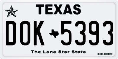 TX license plate DOK5393
