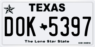 TX license plate DOK5397