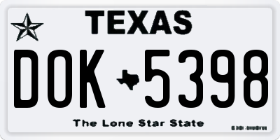 TX license plate DOK5398
