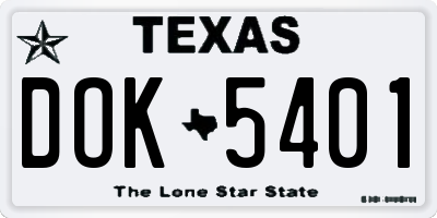 TX license plate DOK5401