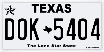 TX license plate DOK5404
