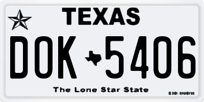 TX license plate DOK5406