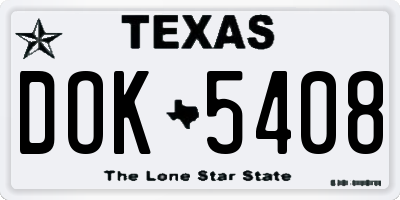 TX license plate DOK5408