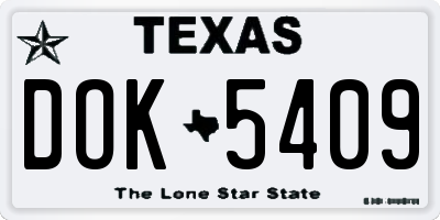TX license plate DOK5409