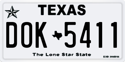 TX license plate DOK5411