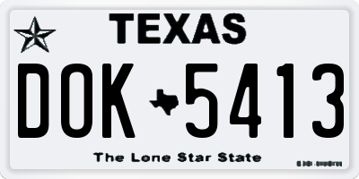 TX license plate DOK5413