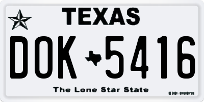 TX license plate DOK5416