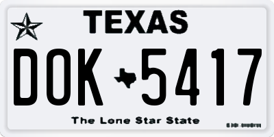 TX license plate DOK5417