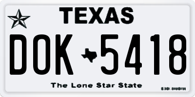 TX license plate DOK5418