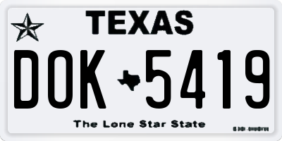 TX license plate DOK5419