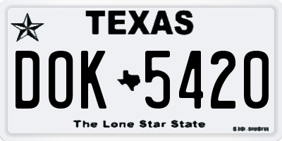 TX license plate DOK5420