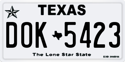 TX license plate DOK5423