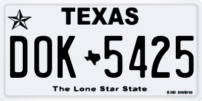 TX license plate DOK5425